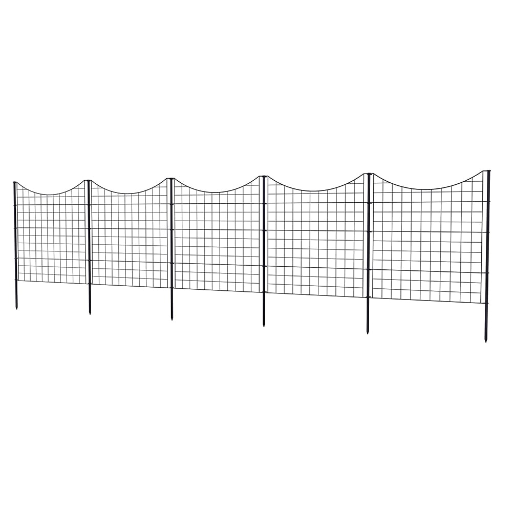 Garden Fence (39" Black Metal) No-Dig Zippity Outdoor Products WF29006 (5 Panels With Stakes)