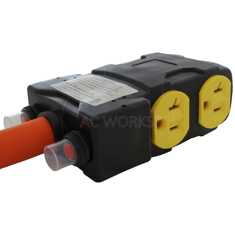 1.5FT L14-30P 30A 4-Prong Locking Plug to (4) Home Outlets with 20A Breaker