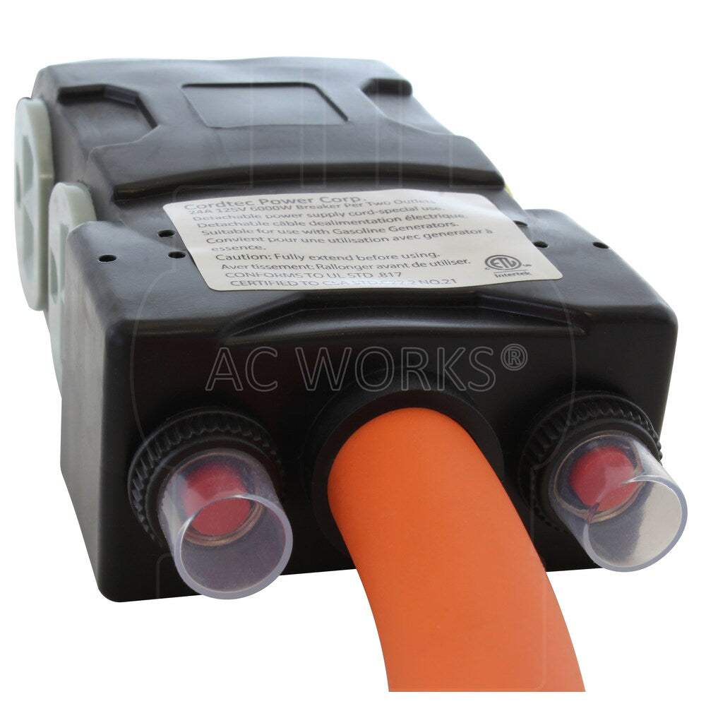 1.5FT L14-30P 30A 4-Prong Locking Plug to (4) Home Outlets with 20A Breaker