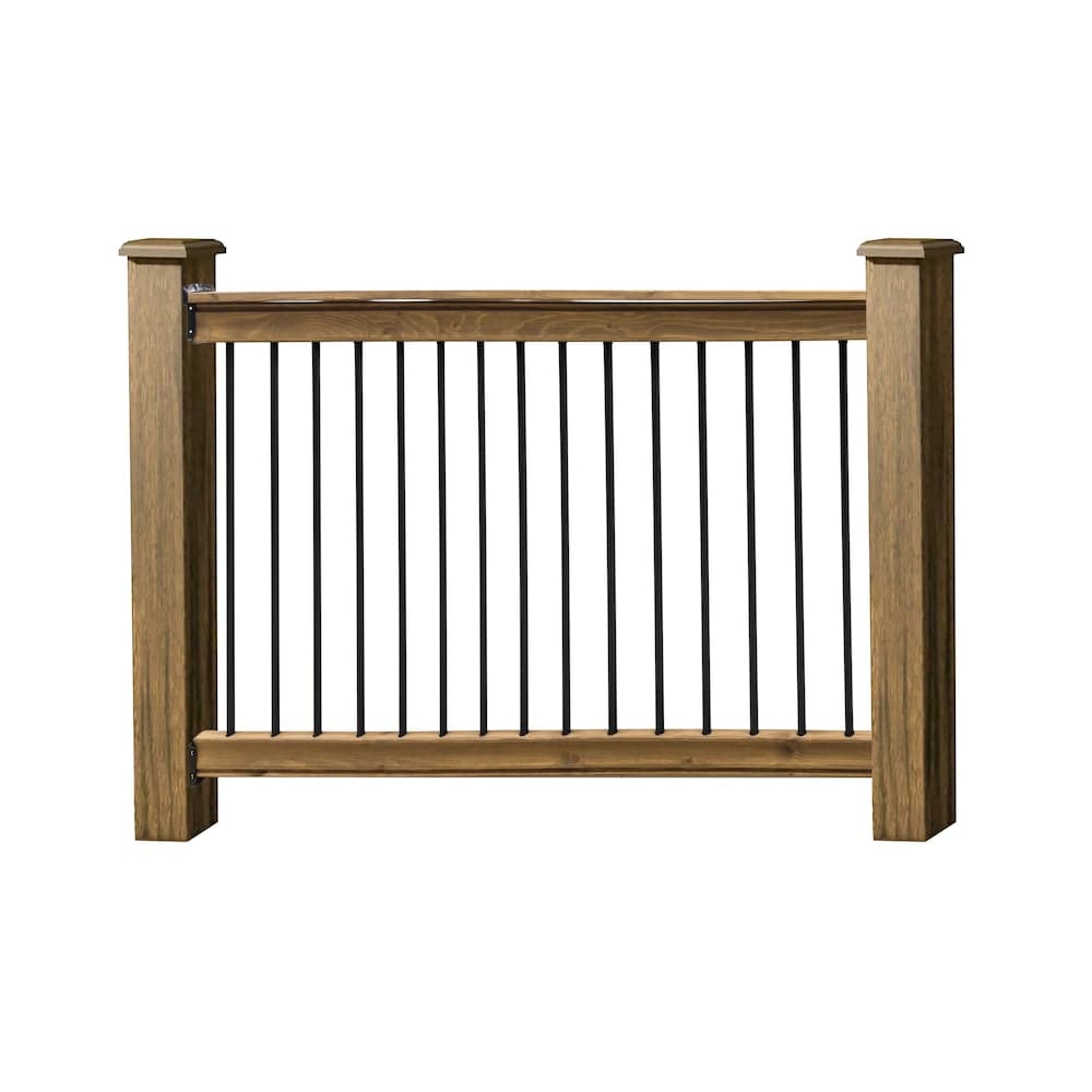 6 ft. Traditional Deck Railing Kit with Wood Rails, Wood Ledges, and Metal Balusters