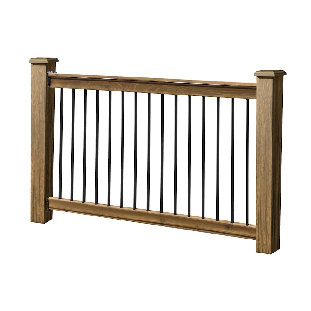 6 ft. Traditional Deck Railing Kit with Wood Rails, Wood Ledges, and Metal Balusters