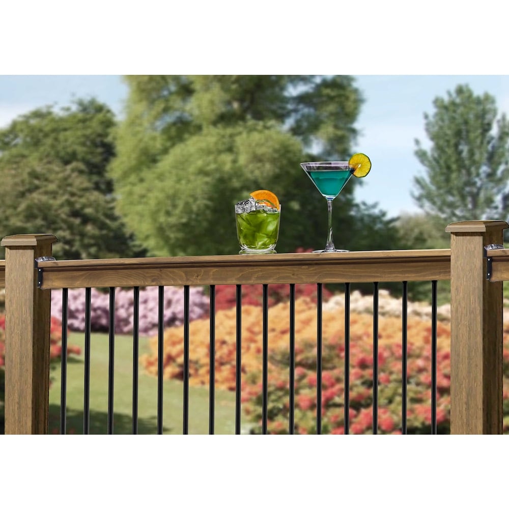 6 ft. Traditional Deck Railing Kit with Wood Rails, Wood Ledges, and Metal Balusters