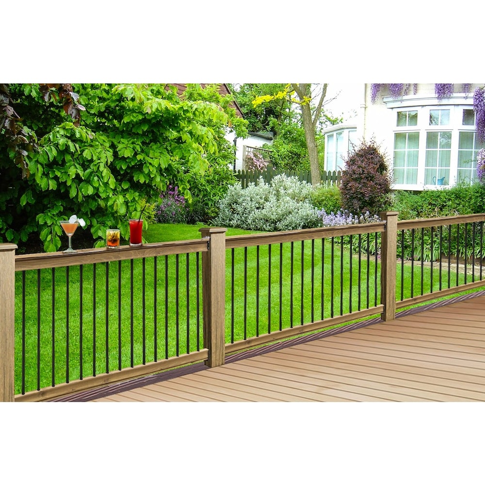 6 ft. Traditional Deck Railing Kit with Wood Rails, Wood Ledges, and Metal Balusters