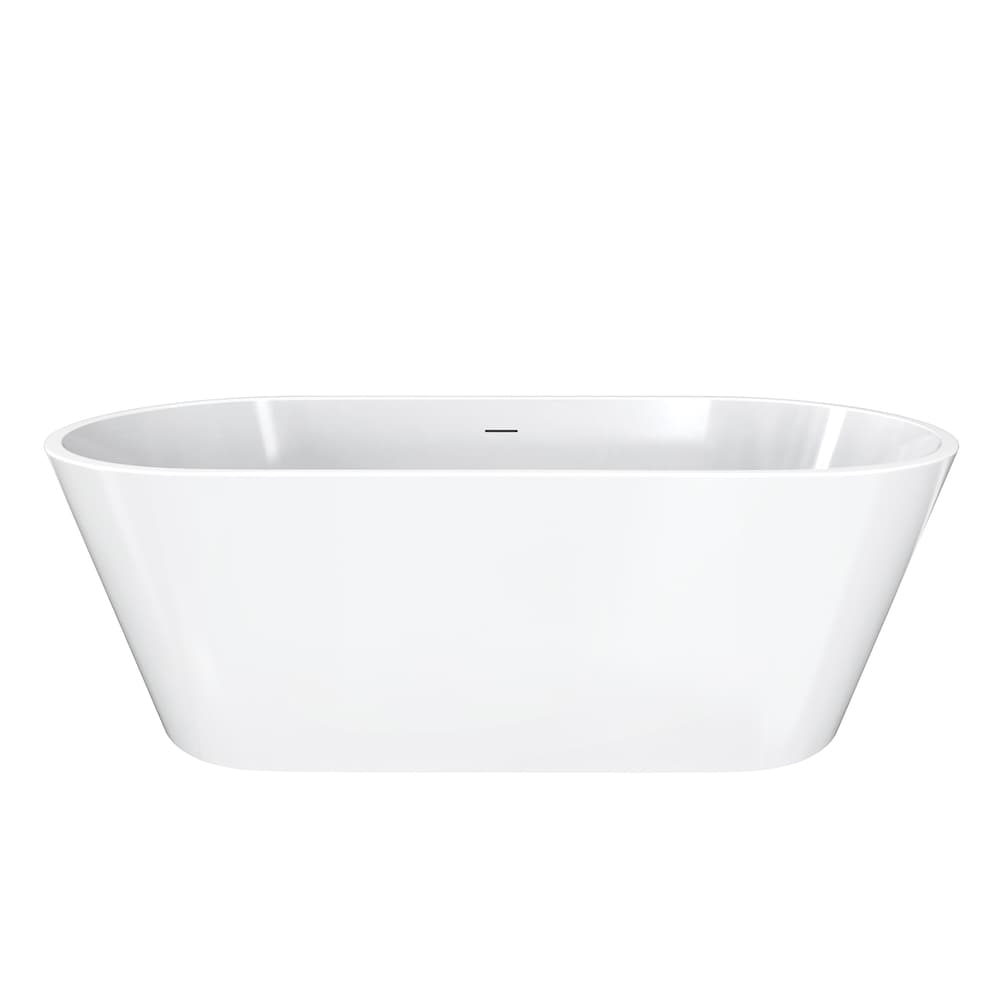 Cariso 67 in. L x 34 in. W x 23 in. H 1-Piece Acrylic Oval, Centre Drain, Freestanding Bathtub in White with 14-inch Soaking Depth