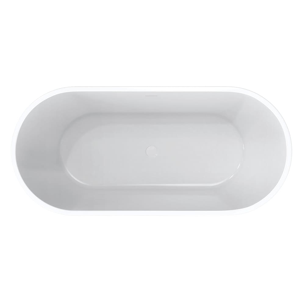 Cariso 67 in. L x 34 in. W x 23 in. H 1-Piece Acrylic Oval, Centre Drain, Freestanding Bathtub in White with 14-inch Soaking Depth