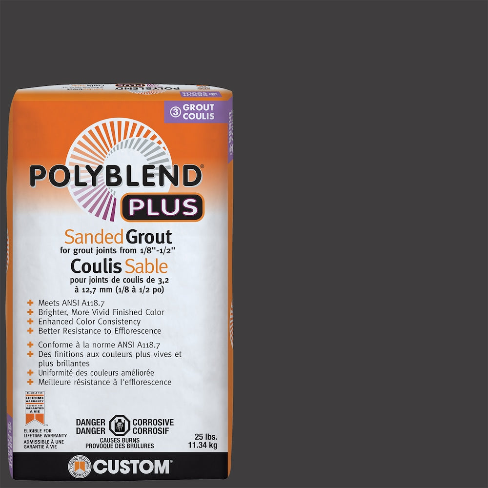 Polyblend Plus 25 lb. 60 Charcoal Sanded Enhanced Colour Grout for Interior and Exterior Locations