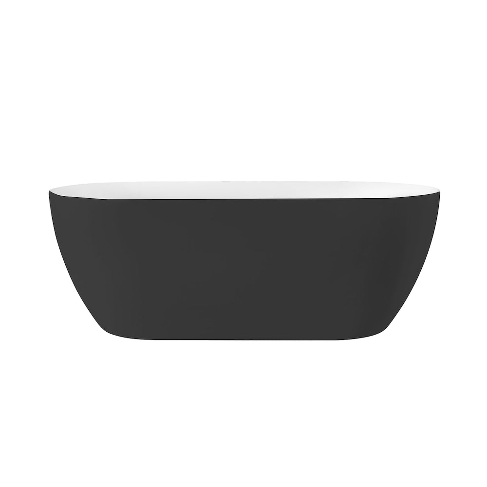 Aldrich 59 inch Freestanding Flatbottom Bathtub in BLK & WHT with Overflow and Drain included in BLK