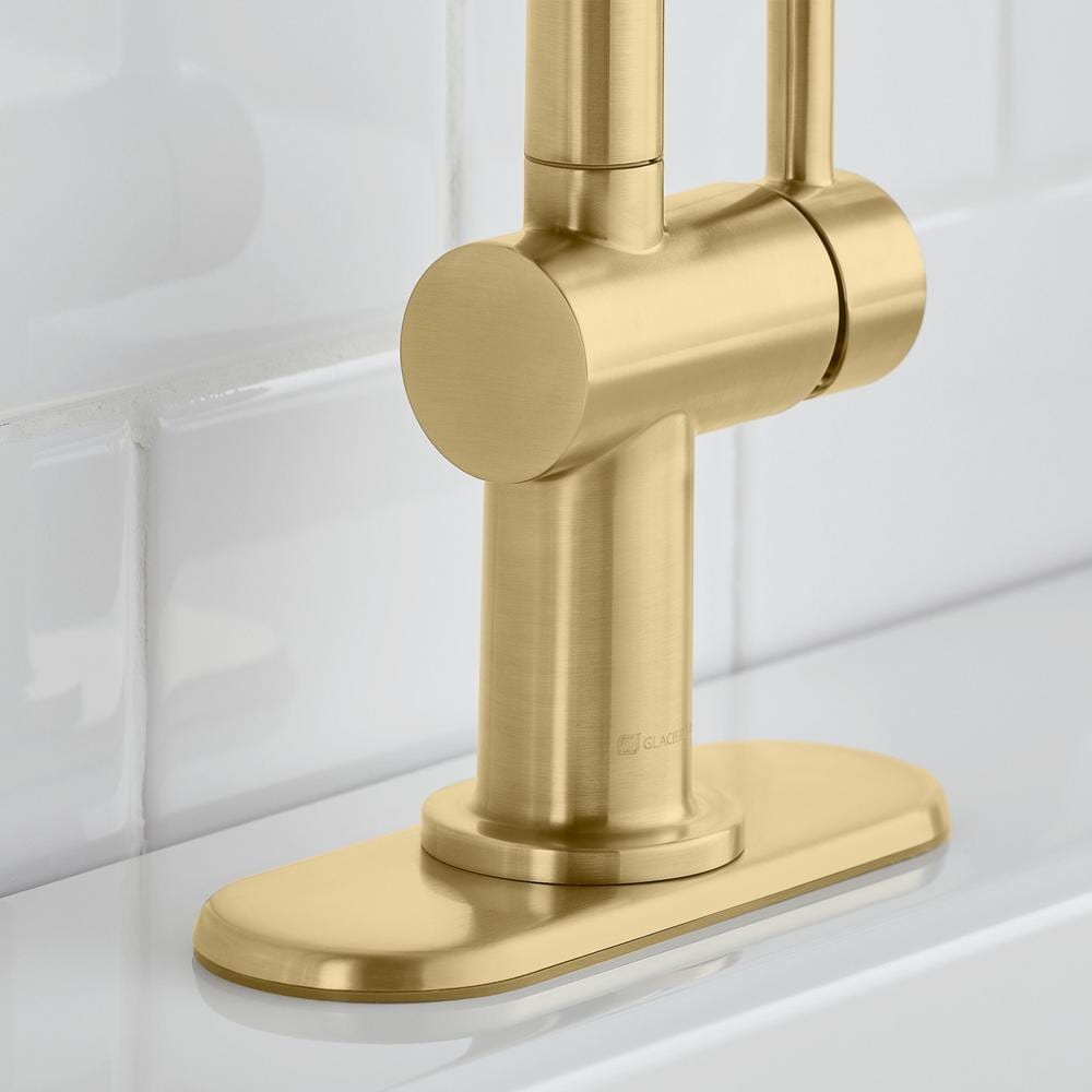 Robinet de salle de bain à arc élevé et à poignée unique Dorind à trou unique en or mat