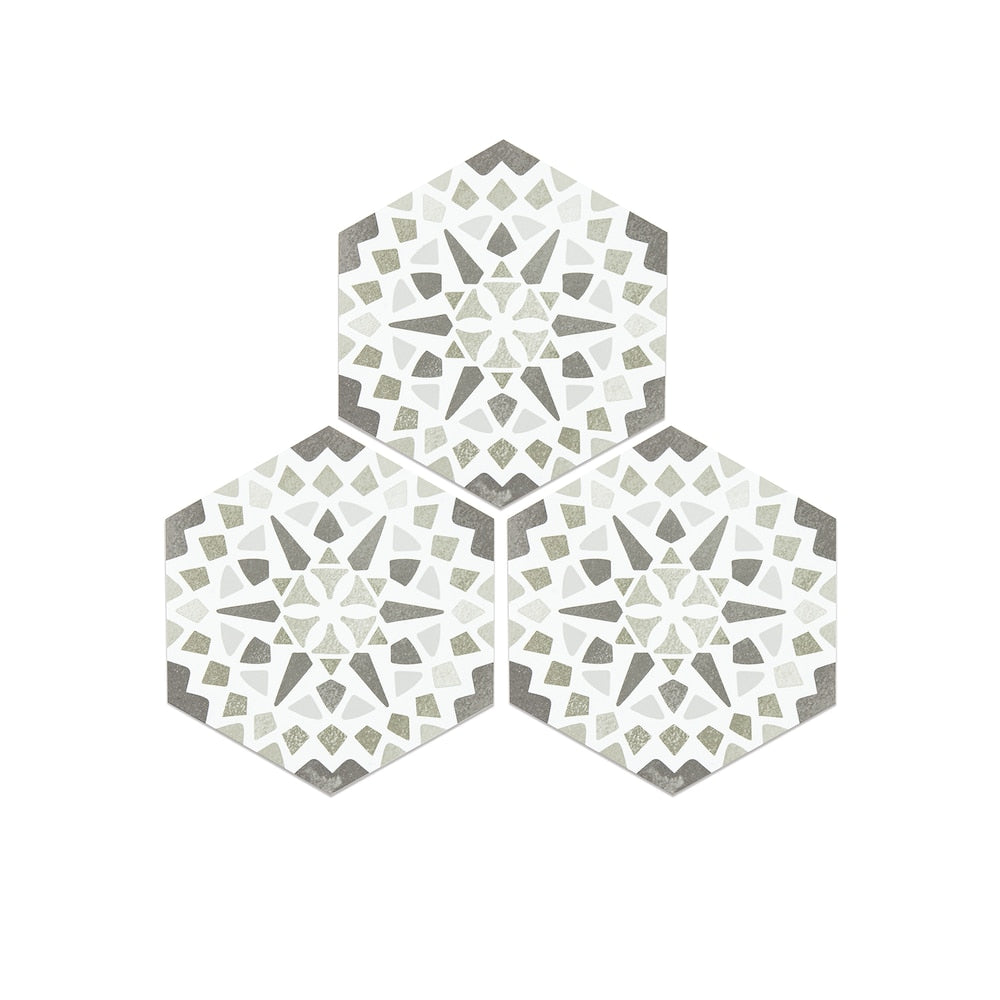 Ribera Peel & Stick Hexagon Floor Tiles Set of 20