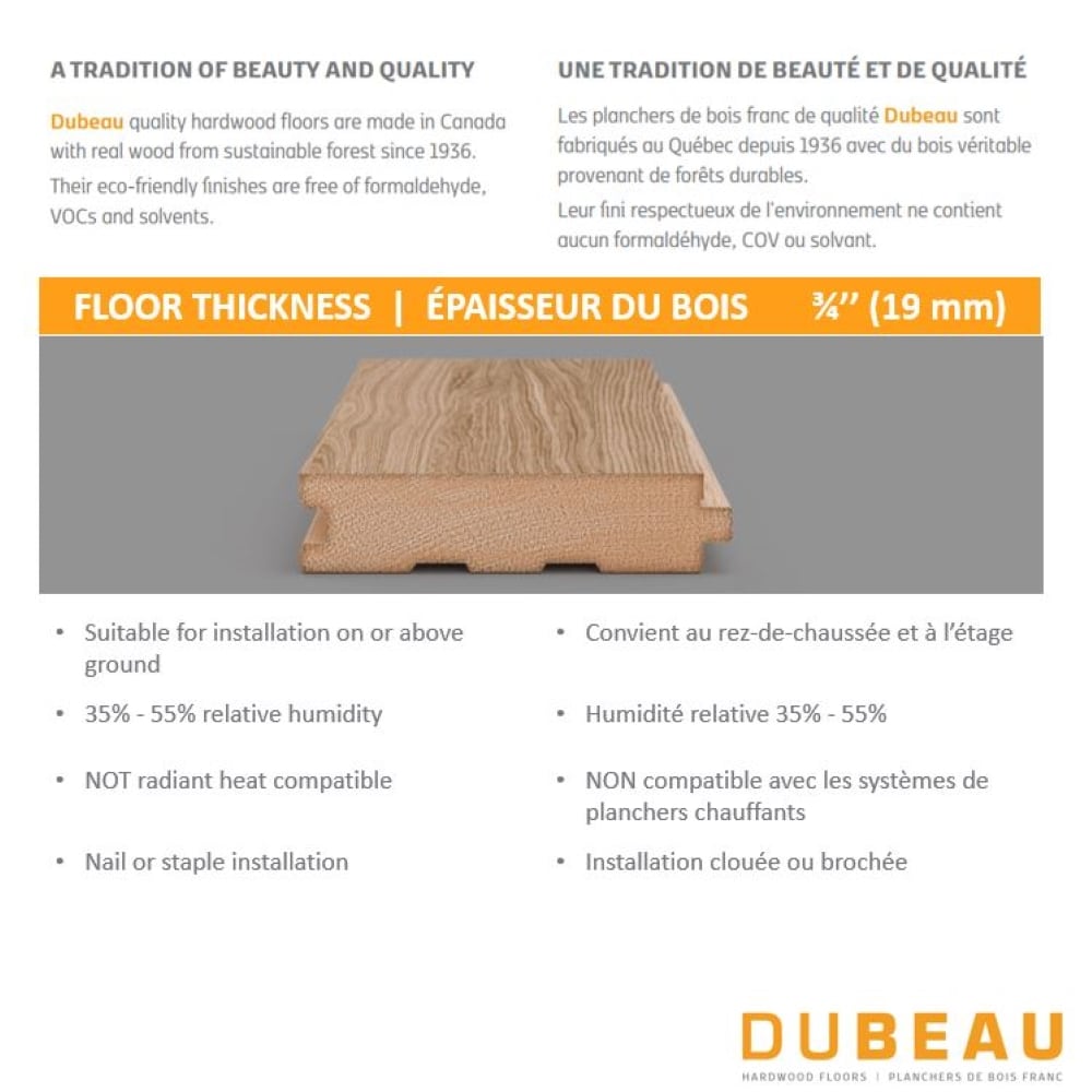 Solid Maple Flooring Natural Matte ¾-inch Thick x 3¼-inches Wide x Varying Length (20 sq.ft. / case)