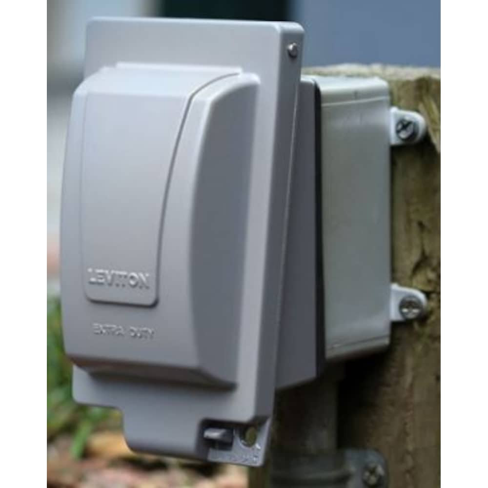 Tamper-Resistant Receptacle GFCI Weatherproof Electrical Box Cover Kit, Grey