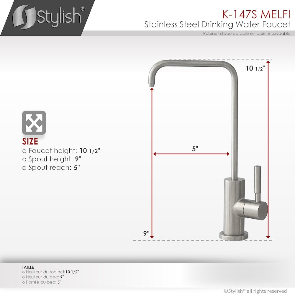 Kitchen Sink Drinking Water Tap Faucet in Stainless Steel Brushed Finish