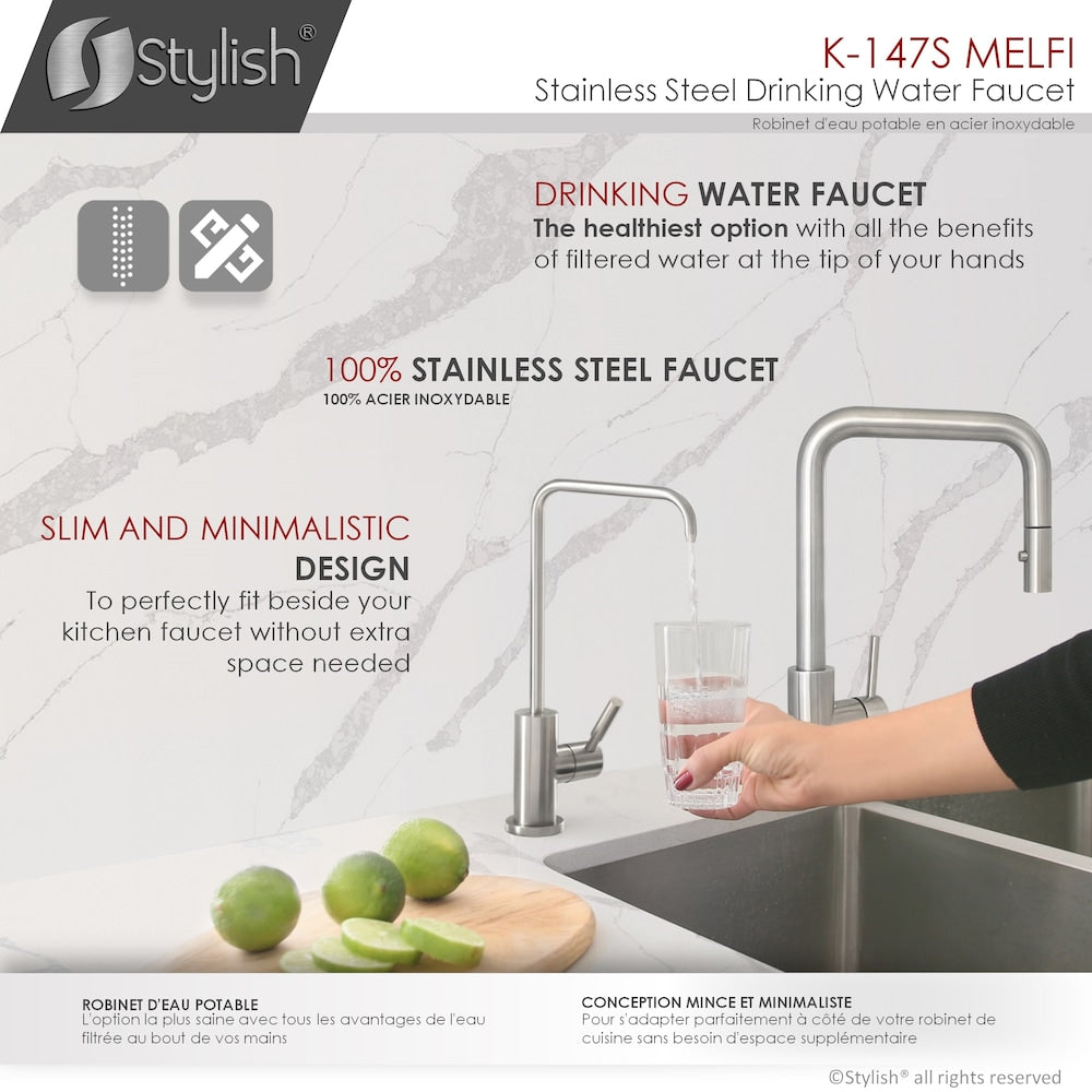 Kitchen Sink Drinking Water Tap Faucet in Stainless Steel Brushed Finish