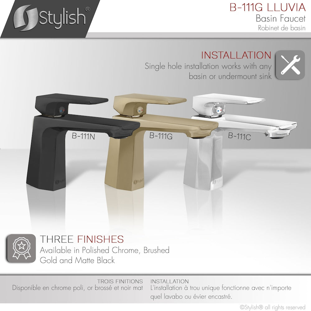 Single Handle Bathroom Faucet in Brushed Gold
