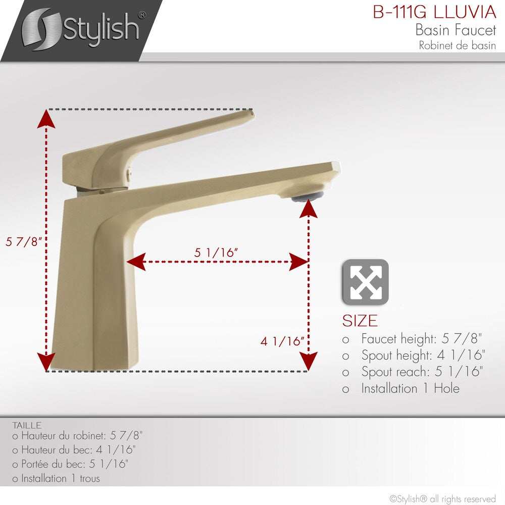Single Handle Bathroom Faucet in Brushed Gold
