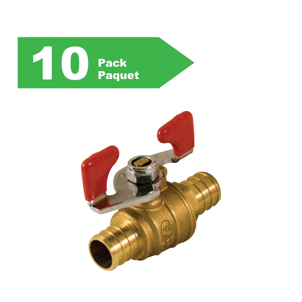 1/2-inch PEX Forged Brass Butterfly Handle Ball Valve Lead Free (Pack of 10)