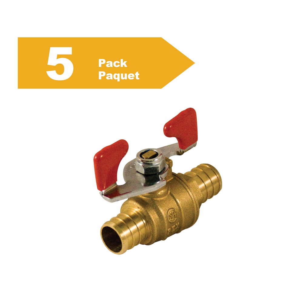 1-inch PEX Forged Brass Butterfly Handle Ball Valve Lead Free (Pack of 5)