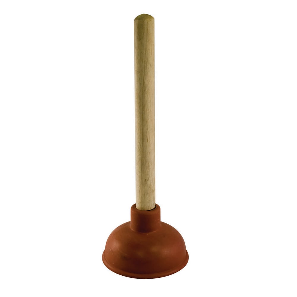 4-inch Plunger for Basin 9-inch Wood Handle Red (Pack of 5)