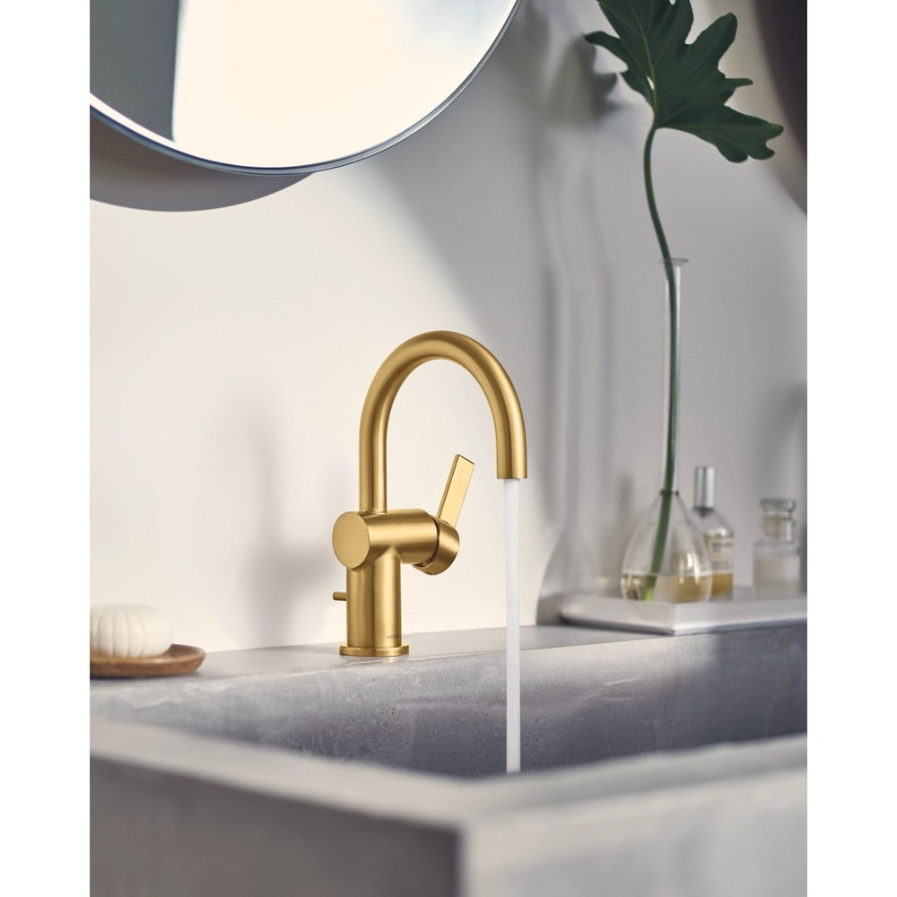 Robinet de lavabo de salle de bain à poignée unique de 4 pouces de Cia avec plaque de pont en or brossé (robinet inclus)