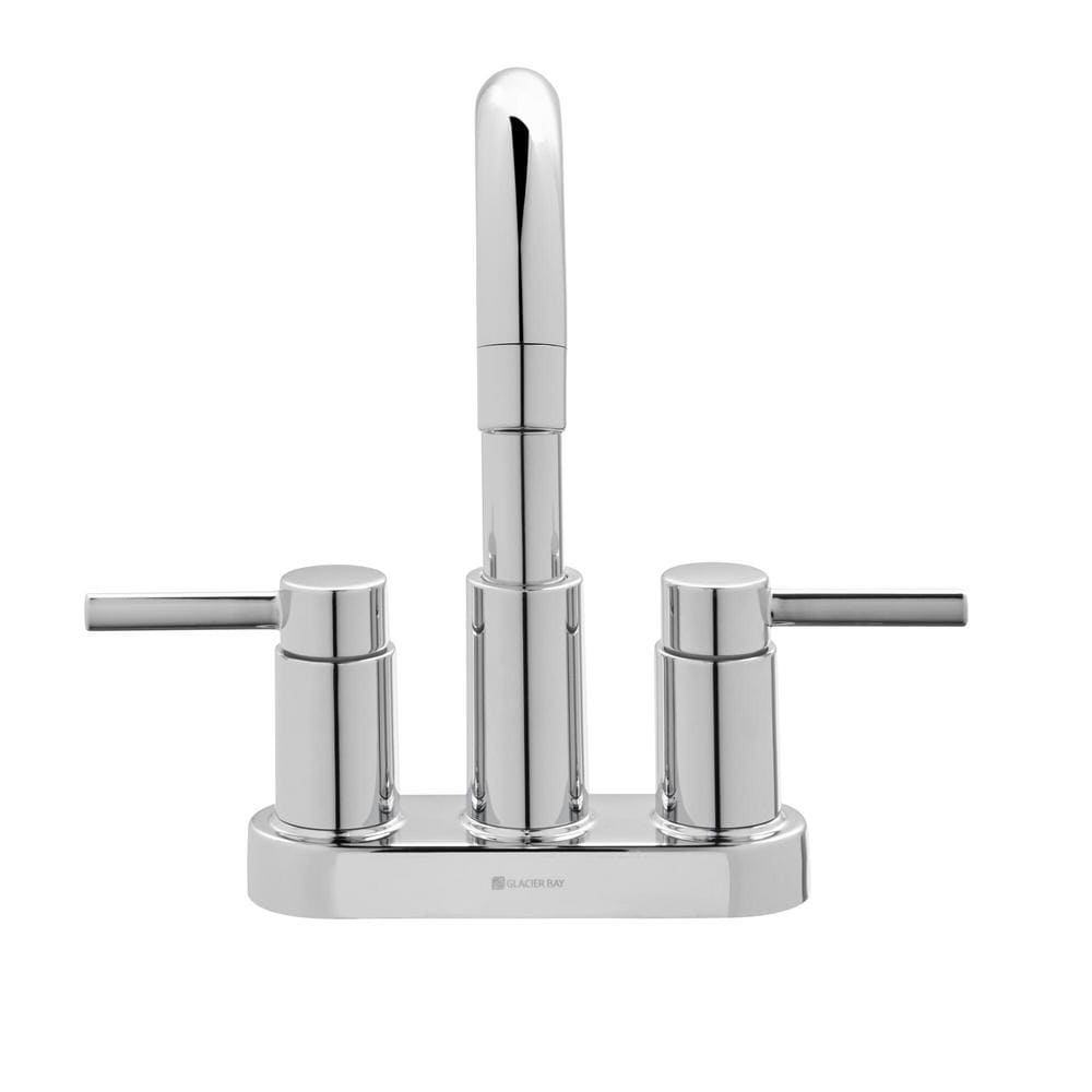 Robinet de salle de bain à arc élevé à 2 poignées et à ensemble central de 4 pouces Dorind avec ensemble de vidange à poussoir en chrome
