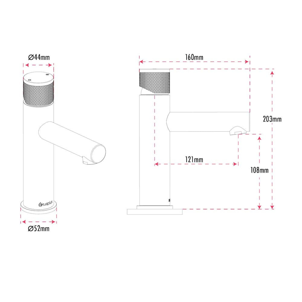 Round Single-Hole Lavatory Faucet Claudia, Chrome Finish