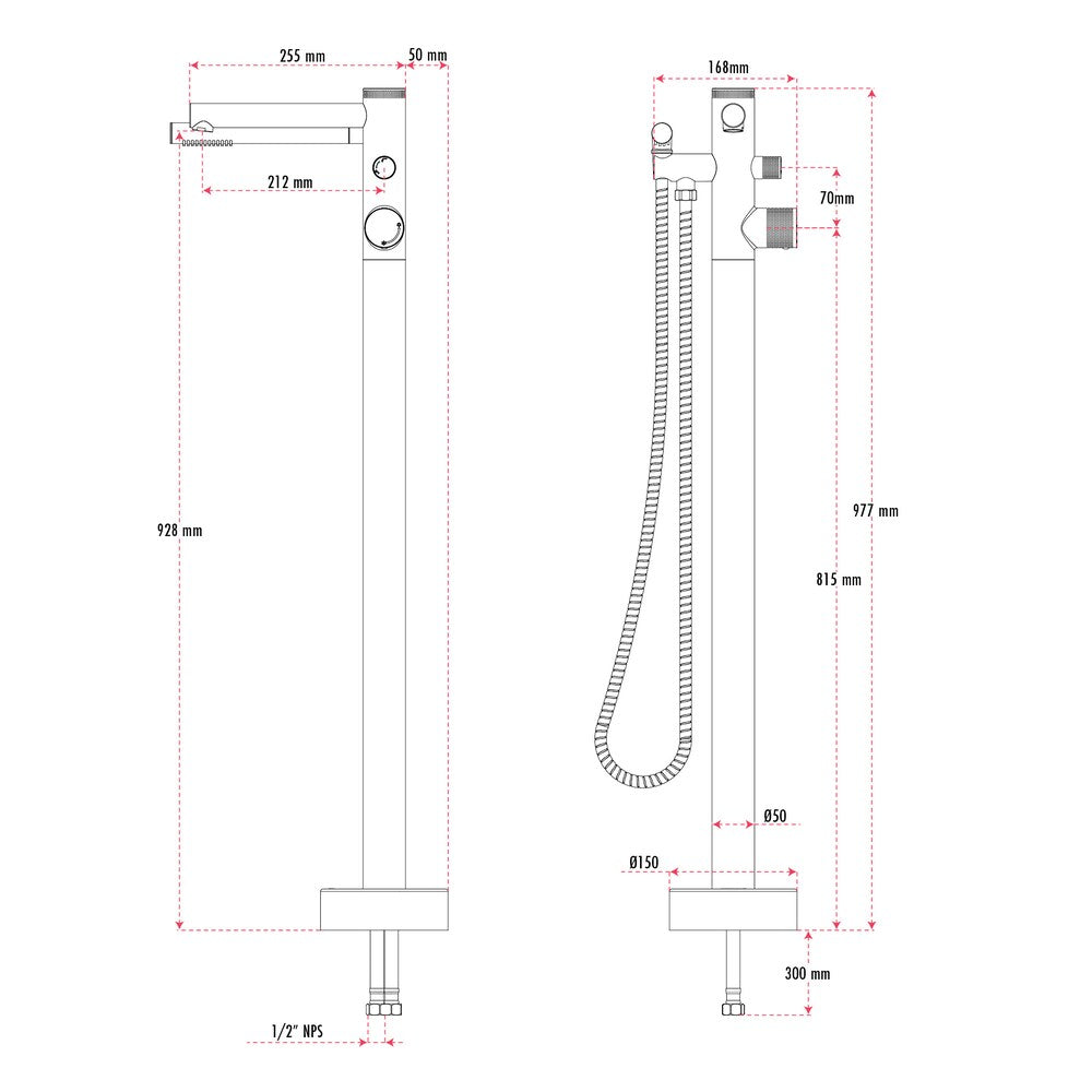 Claudia Freestanding Bathtub Faucet with Hand Shower in Chrome Finish