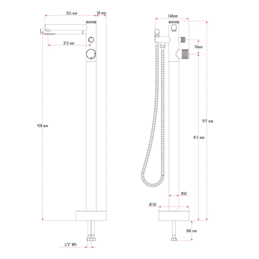 Claudia Freestanding Bathtub Faucet with Hand Shower in Matt Black Finish