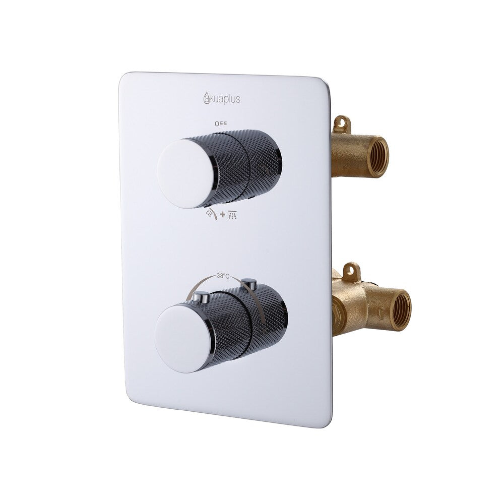 Thermostatic Valve with 3-Way Diverter (2 Ways + Combo) - Chrome Finish