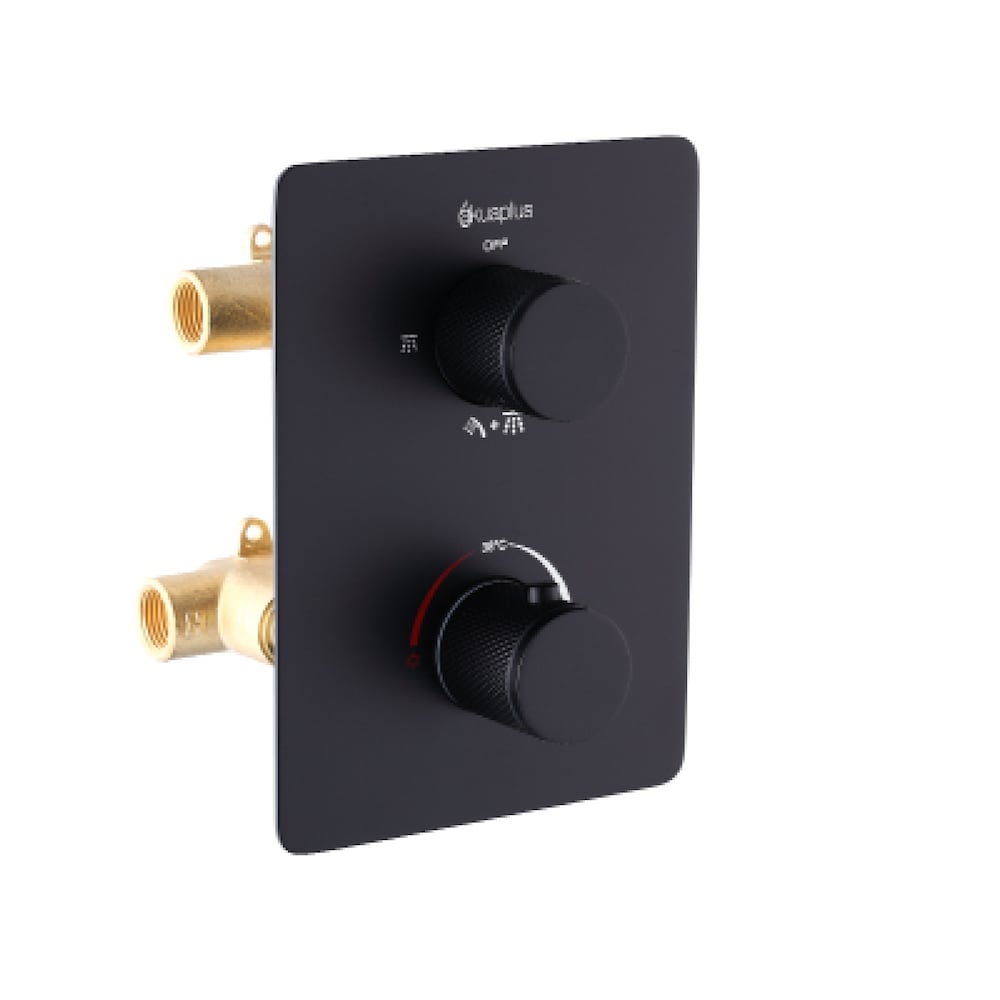 Thermostatic Valve with 3-Way Diverter (2 Ways + Combo) - Matte Black Finish