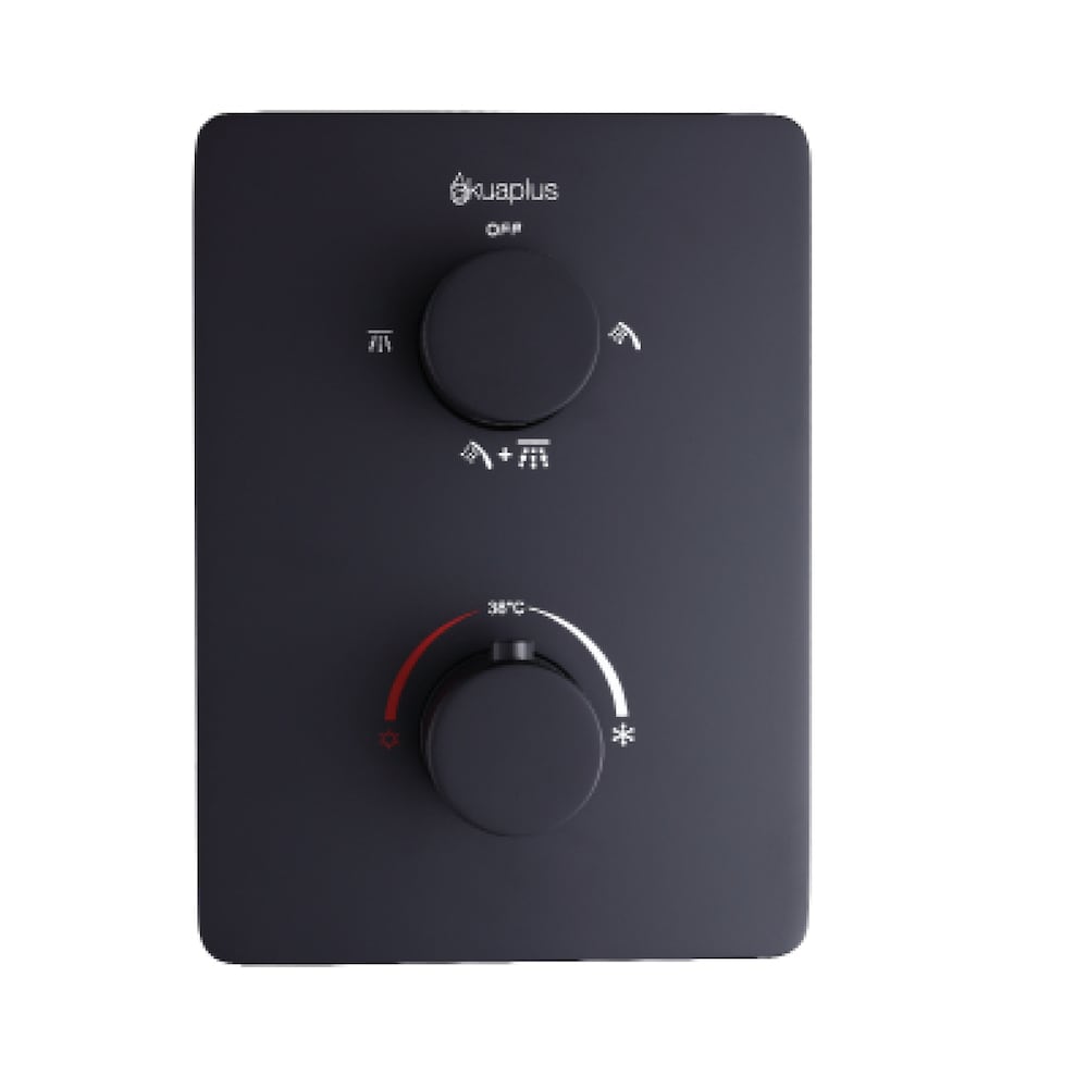 Thermostatic Valve with 3-Way Diverter (2 Ways + Combo) - Matte Black Finish