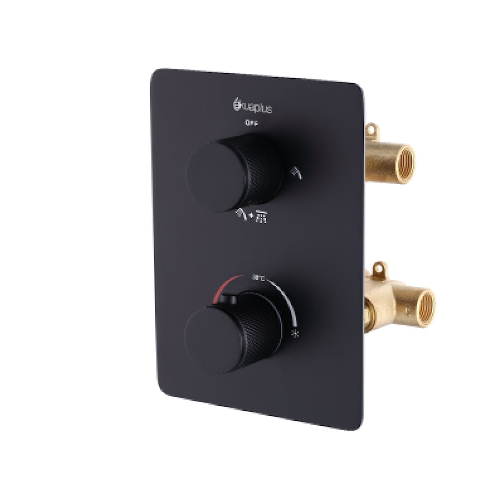 Thermostatic Valve with 3-Way Diverter (2 Ways + Combo) - Matte Black Finish