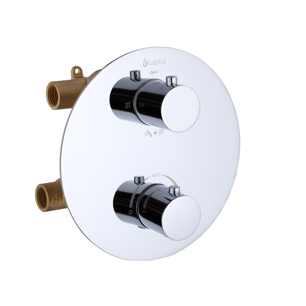 Vanne thermostatique ronde avec inverseur 3 voies (2 voies + combo) - Fini chromé