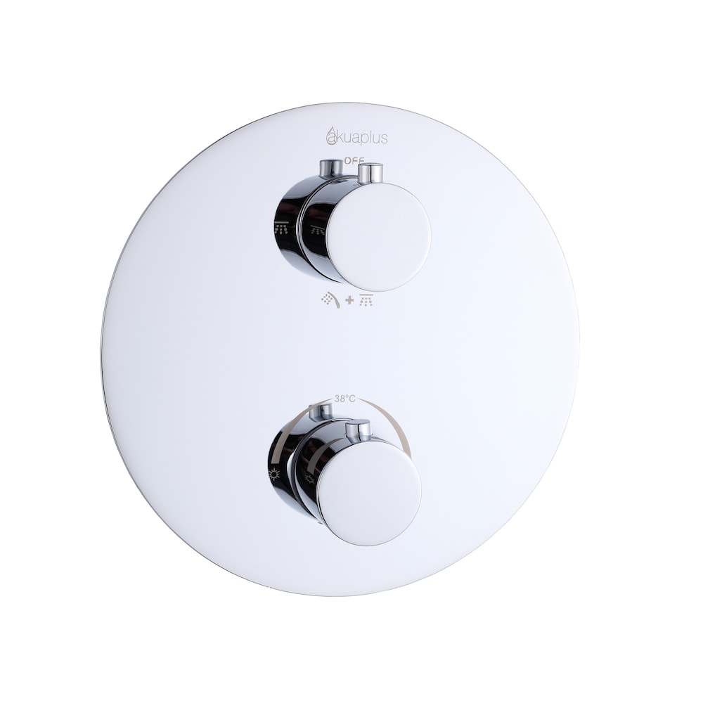 Round Thermostatic Valve with 3-Way Diverter (2 Ways + Combo) - Chrome Finish