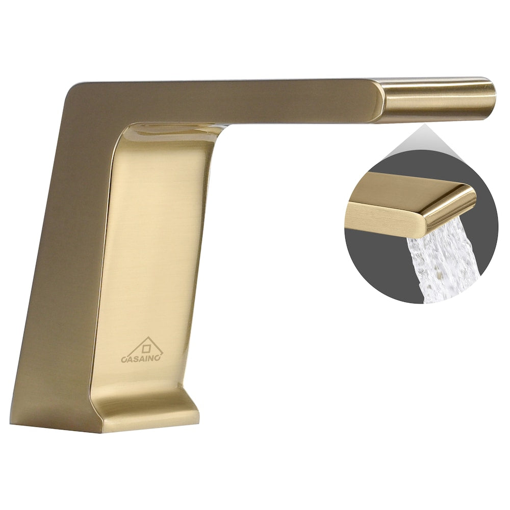 3-Handle Tub-Mount Roman Tub Faucet with Hand Shower in Brushed Gold