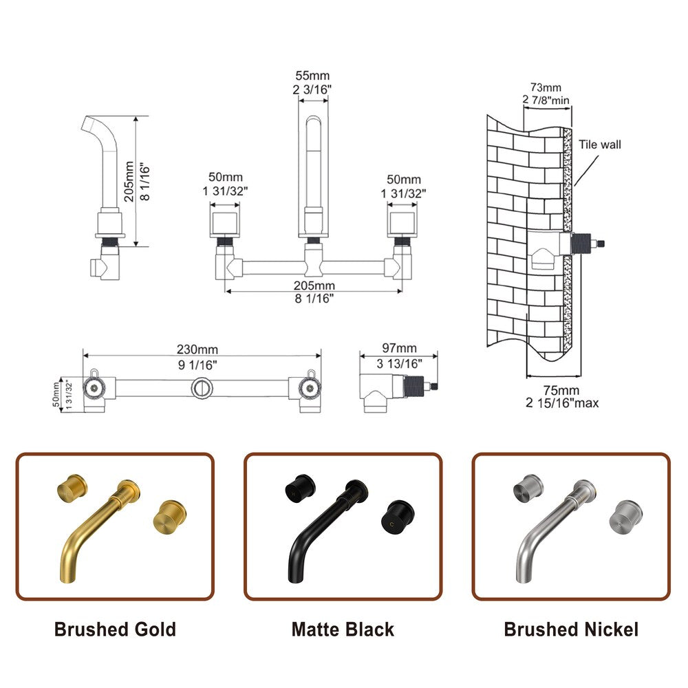 Black Wall Mounted Basin Faucet