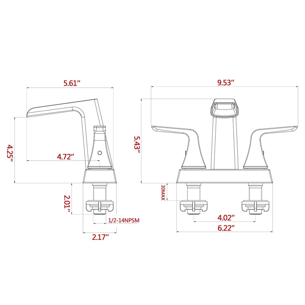 4 inch Centerest Double Handle Bathroom Sink Faucet with Drain Assembly in Matte Black