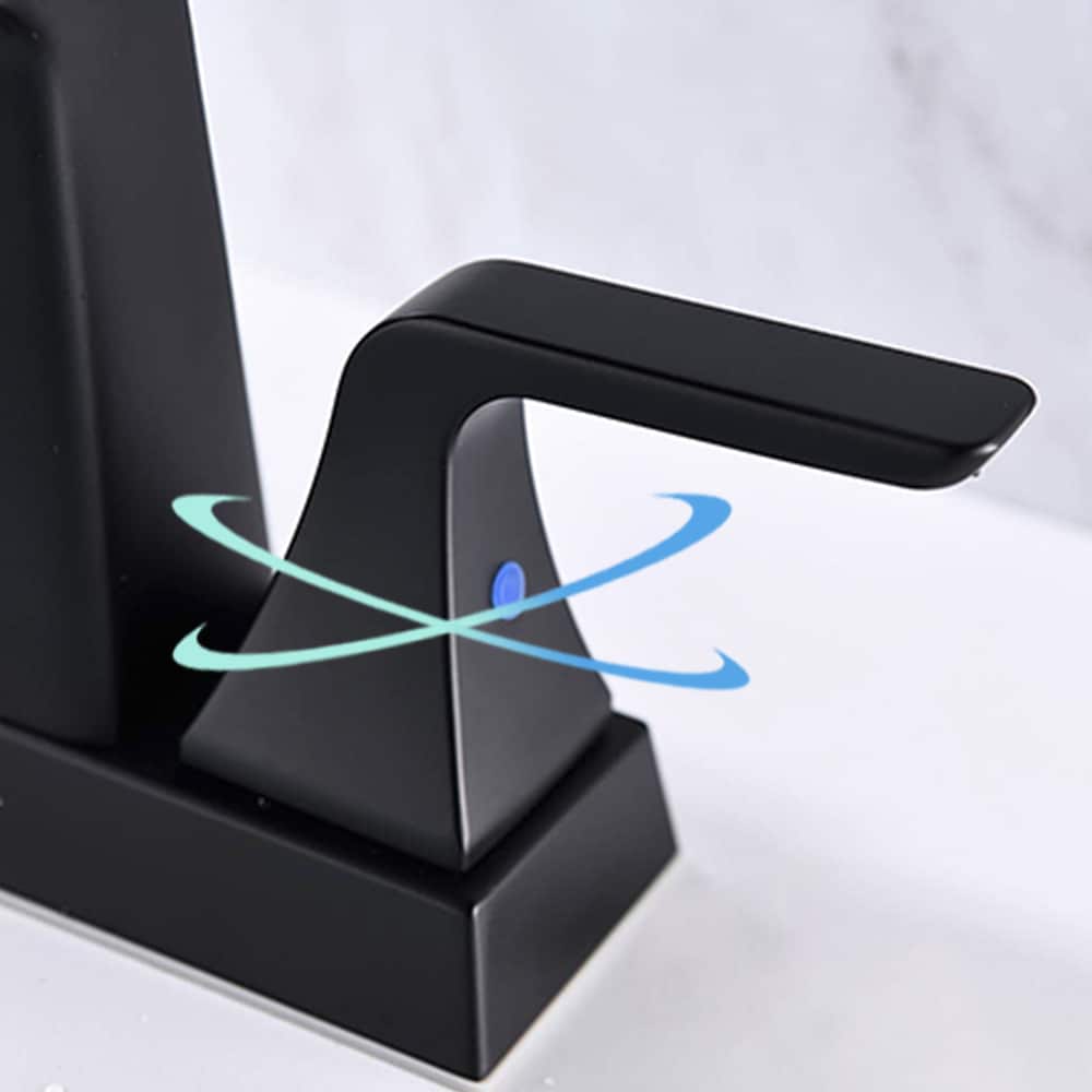 4 inch Centerest Double Handle Bathroom Sink Faucet with Drain Assembly in Matte Black