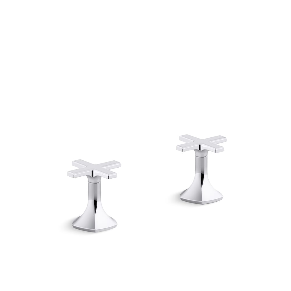 Poignées de robinet de baignoire à montage sur pont en croix d'occasion en chrome poli