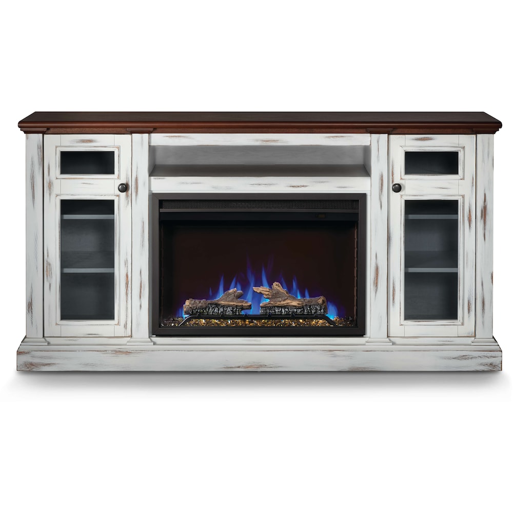 Console multimédia pour foyer électrique Charlotte Essential Series de 68 pouces en blanc