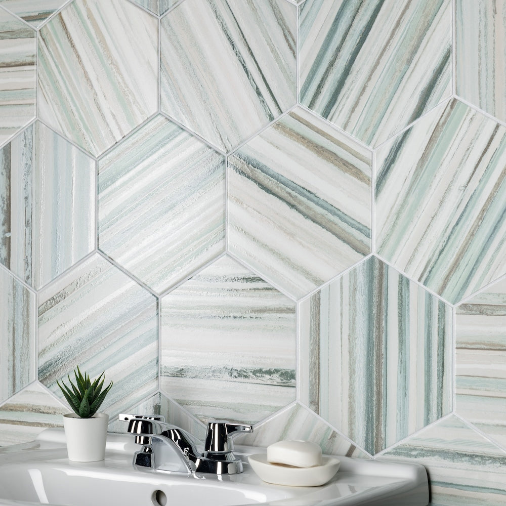 Flow Hex Green 8-5/8-inch x 9-7/8-inch Porcelain Floor and Wall Tile (11.5 sq. ft./Case)