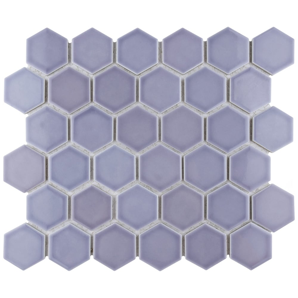 Hudson Due 2" Hex Lavendar 10-7/8-inch x 12-5/8-inch Porcelain Mosaic Tile (9.7 sq. ft./Case)