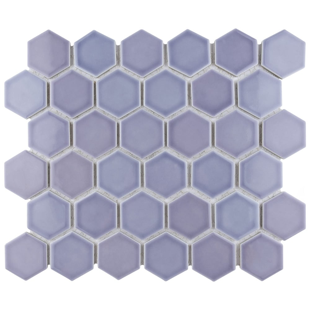 Hudson Due 2" Hex Lavendar 10-7/8-inch x 12-5/8-inch Porcelain Mosaic Tile (9.7 sq. ft./Case)