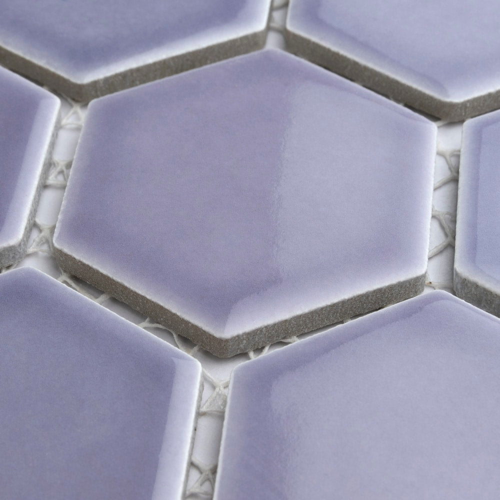 Hudson Due 2" Hex Lavendar 10-7/8-inch x 12-5/8-inch Porcelain Mosaic Tile (9.7 sq. ft./Case)