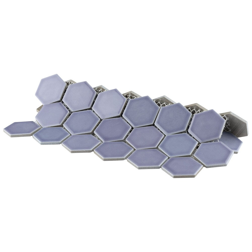 Hudson Due 2" Hex Lavendar 10-7/8-inch x 12-5/8-inch Porcelain Mosaic Tile (9.7 sq. ft./Case)