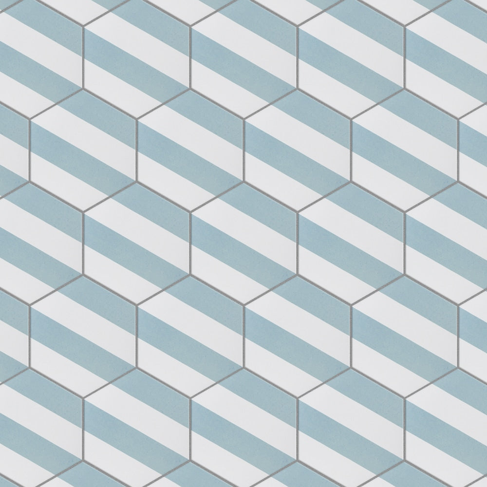 Carreaux de sol et de mur en porcelaine Porto Capri Hex Aqua de 8 5/8 po x 9 7/8 po (11,5 pi2/caisse)