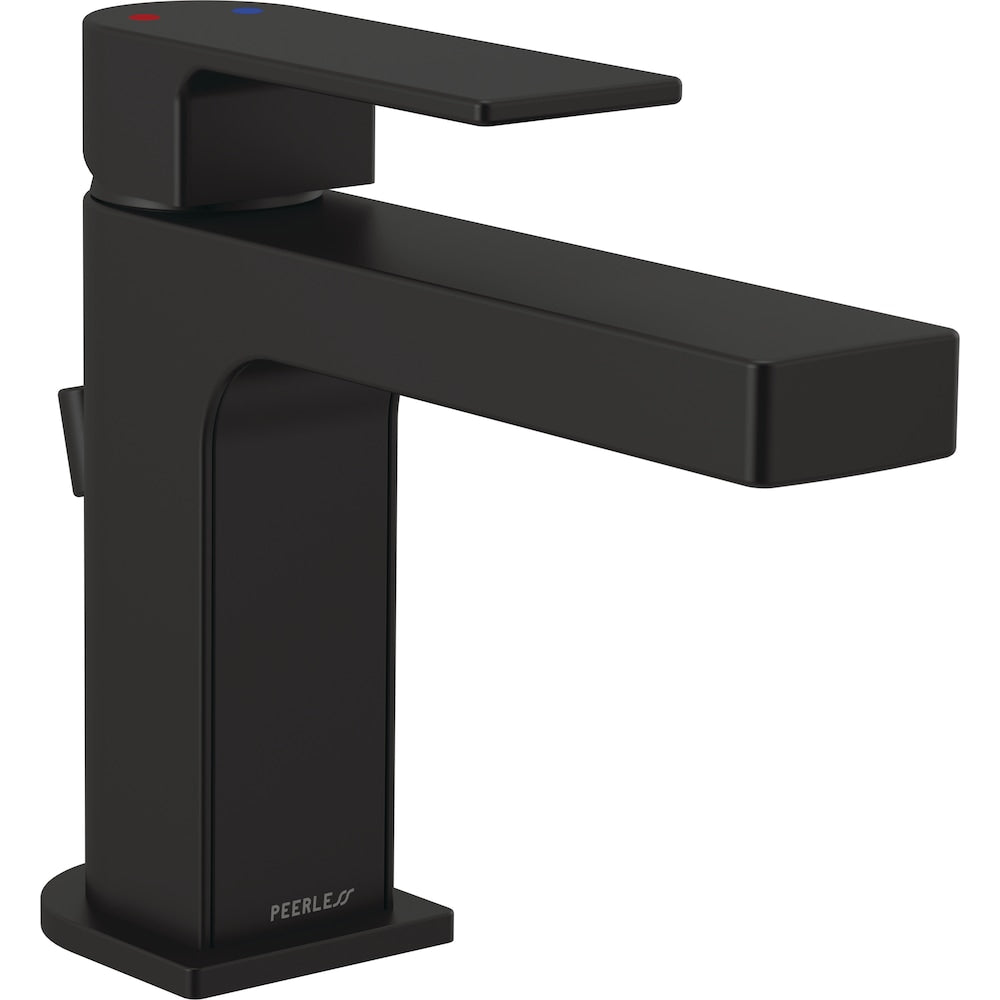 Robinet de lavabo de salle de bain à poignée unique et à trou unique Xander, débit standard, montage sur pont, noir mat