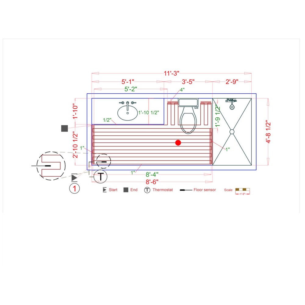 Kit de câbles de 115 pi avec bandes et thermostat tactile nSpire (28,75 pi2) pour carrelage, bois franc et LVT 240 V