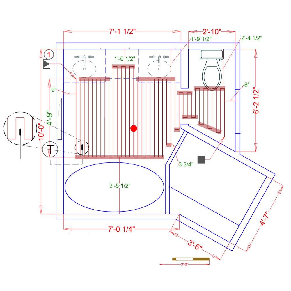 Kit de câbles 155' avec bandes et thermostat non programmable (39 pi2) pour carrelage, bois franc et LVT 240V