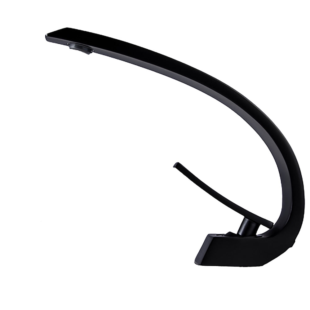 Robinet de salle de bain monotrou à poignée unique en forme de G en noir mat