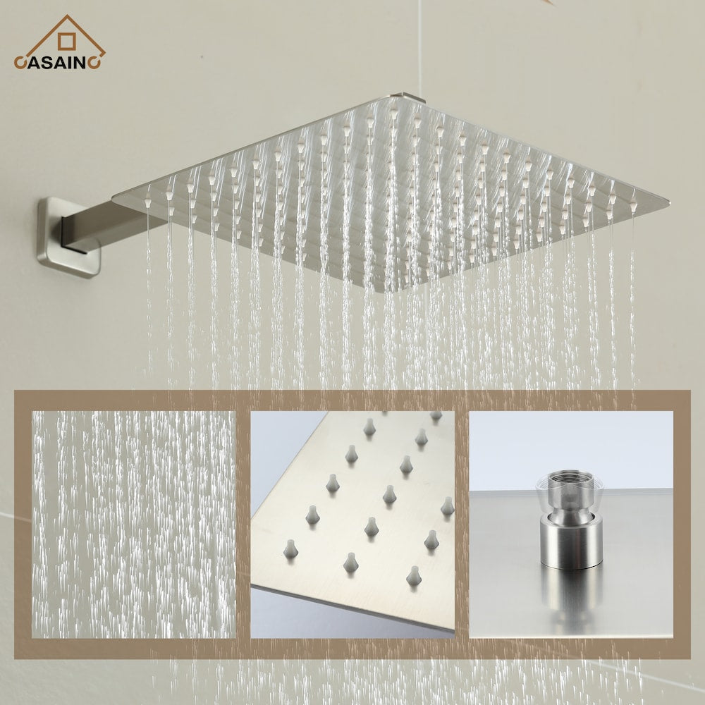 12 in. Wall Mounted Shower System with Bathtub Faucet in Brushed Nickel